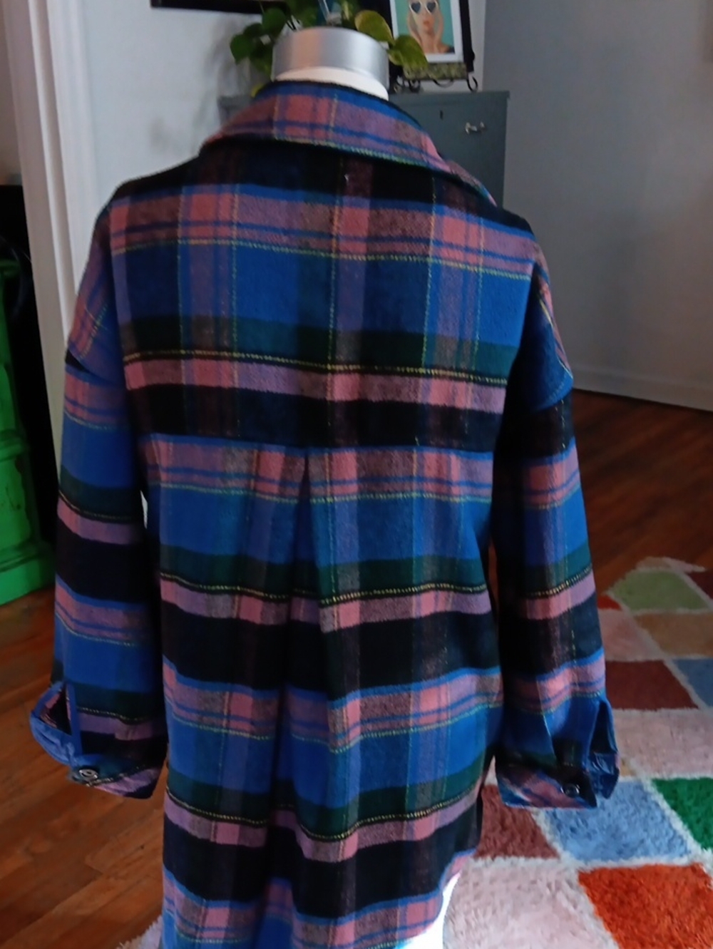 SO Womens Plaid Shirt Jacket in Blue, Pink & Green - Picture 4 of 9